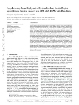 Deep Learning-based Bathymetry Retrieval without In-situ Depths using Remote Sensing Imagery and SfM-MVS DSMs with Data Gaps