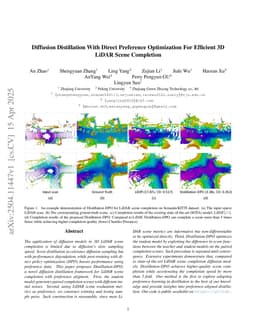 Diffusion Distillation With Direct Preference Optimization For Efficient 3D LiDAR Scene Completion