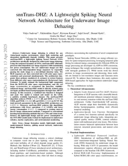 snnTrans-DHZ: A Lightweight Spiking Neural Network Architecture for Underwater Image Dehazing