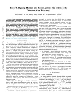 Toward Aligning Human and Robot Actions via Multi-Modal Demonstration Learning