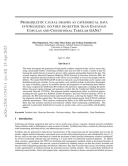 Probabilistic causal graphs as categorical data synthesizers: Do they do better than Gaussian Copulas and Conditional Tabular GANs?