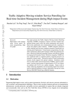 Traffic Adaptive Moving-window Service Patrolling for Real-time Incident Management during High-impact Events