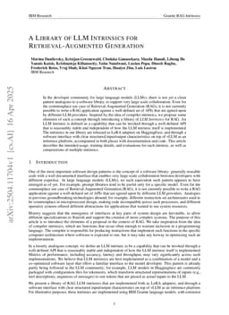 A Library of LLM Intrinsics for Retrieval-Augmented Generation