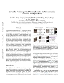 ACMamba: Fast Unsupervised Anomaly Detection via An Asymmetrical Consensus State Space Model