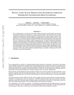 Novel-view X-ray Projection Synthesis through Geometry-Integrated Deep Learning