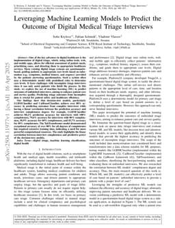 Leveraging Machine Learning Models to Predict the Outcome of Digital Medical Triage Interviews