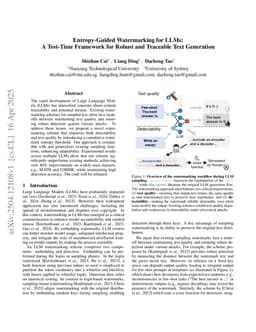 Entropy-Guided Watermarking for LLMs: A Test-Time Framework for Robust and Traceable Text Generation