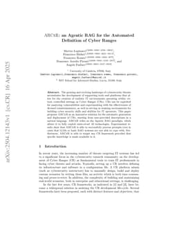 ARCeR: an Agentic RAG for the Automated Definition of Cyber Ranges