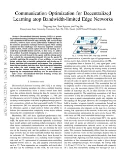 Communication Optimization for Decentralized Learning atop Bandwidth-limited Edge Networks