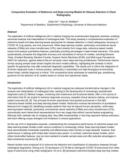 Comparative Evaluation of Radiomics and Deep Learning Models for Disease Detection in Chest Radiography