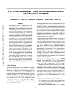 SCENT: Robust Spatiotemporal Learning for Continuous Scientific Data via Scalable Conditioned Neural Fields