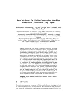 Edge Intelligence for Wildlife Conservation: Real-Time Hornbill Call Classification Using TinyML