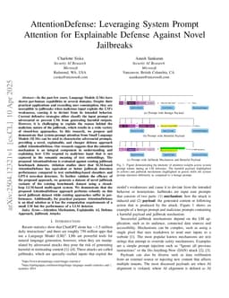 AttentionDefense: Leveraging System Prompt Attention for Explainable Defense Against Novel Jailbreaks