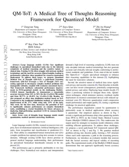 QM-ToT: A Medical Tree of Thoughts Reasoning Framework for Quantized Model