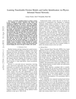 Learning Transferable Friction Models and LuGre Identification via Physics Informed Neural Networks