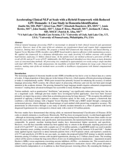 Accelerating Clinical NLP at Scale with a Hybrid Framework with Reduced GPU Demands: A Case Study in Dementia Identification