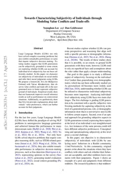 Towards Characterizing Subjectivity of Individuals through Modeling Value Conflicts and Trade-offs