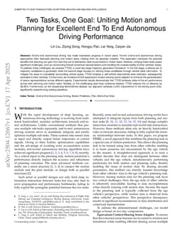 Two Tasks, One Goal: Uniting Motion and Planning for Excellent End To End Autonomous Driving Performance