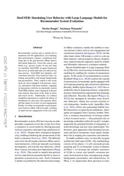 SimUSER: Simulating User Behavior with Large Language Models for Recommender System Evaluation