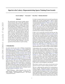 Sign-In to the Lottery: Reparameterizing Sparse Training From Scratch
