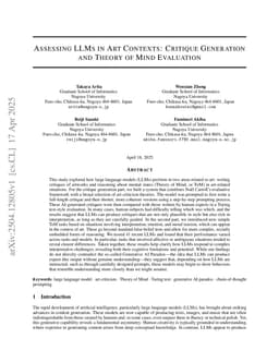 Assesing LLMs in Art Contexts: Critique Generation and Theory of Mind Evaluation