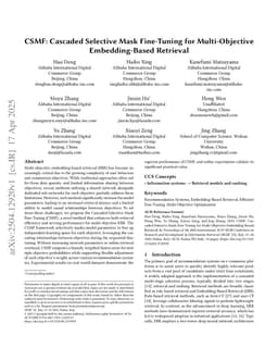 CSMF: Cascaded Selective Mask Fine-Tuning for Multi-Objective Embedding-Based Retrieval