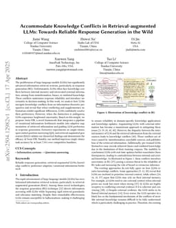Accommodate Knowledge Conflicts in Retrieval-augmented LLMs: Towards Reliable Response Generation in the Wild