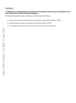 A Multi-task Learning Balanced Attention Convolutional Neural Network Model for Few-shot Underwater Acoustic Target Recognition