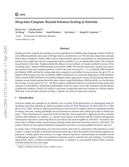Sleep-time Compute: Beyond Inference Scaling at Test-time