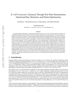 It's All Connected: A Journey Through Test-Time Memorization, Attentional Bias, Retention, and Online Optimization