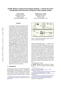 BASIR: Budget-Assisted Sectoral Impact Ranking -- A Dataset for Sector Identification and Performance Prediction Using Language Models
