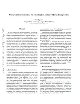Universal Representations for Classification-enhanced Lossy Compression