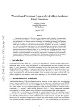 Wavelet-based Variational Autoencoders for High-Resolution Image Generation