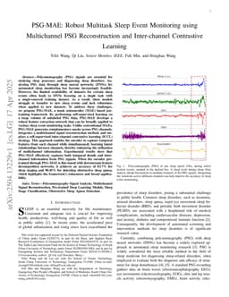 PSG-MAE: Robust Multitask Sleep Event Monitoring using Multichannel PSG Reconstruction and Inter-channel Contrastive Learning