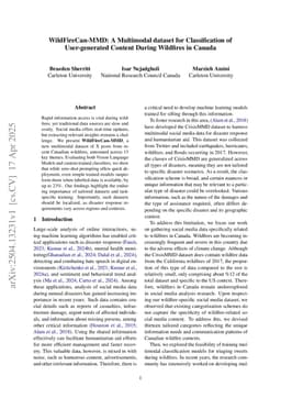 WildFireCan-MMD: A Multimodal Dataset for Classification of User-Generated Content During Wildfires in Canada