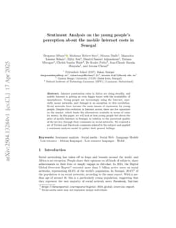 Sentiment Analysis on the young people's perception about the mobile Internet costs in Senegal