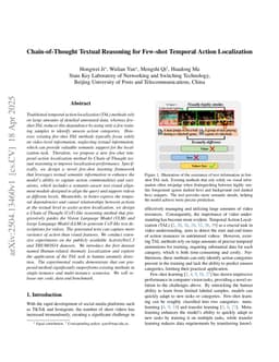 Chain-of-Thought Textual Reasoning for Few-shot Temporal Action Localization
