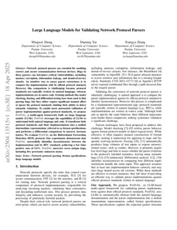 Large Language Models for Validating Network Protocol Parsers