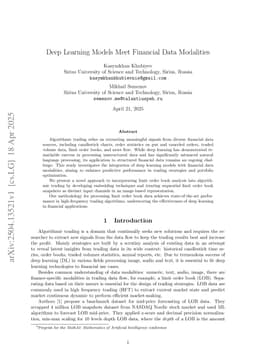 Deep Learning Models Meet Financial Data Modalities