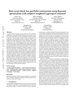 Risk-aware black-box portfolio construction using Bayesian optimization with adaptive weighted Lagrangian estimator
