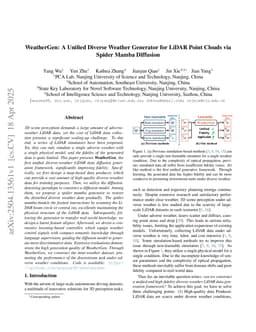WeatherGen: A Unified Diverse Weather Generator for LiDAR Point Clouds via Spider Mamba Diffusion