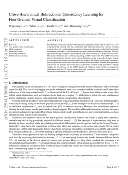Cross-Hierarchical Bidirectional Consistency Learning for Fine-Grained Visual Classification