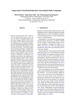 Long-context Non-factoid Question Answering in Indic Languages