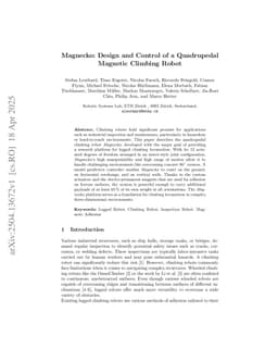Magnecko: Design and Control of a Quadrupedal Magnetic Climbing Robot