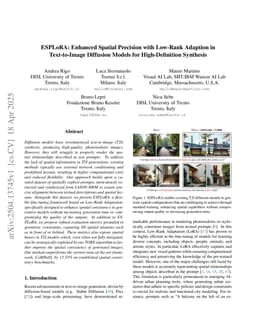 ESPLoRA: Enhanced Spatial Precision with Low-Rank Adaption in Text-to-Image Diffusion Models for High-Definition Synthesis
