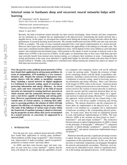 Internal noise in hardware deep and recurrent neural networks helps with learning