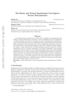 The Binary and Ternary Quantization Can Improve Feature Discrimination