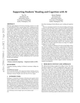 Supporting Students' Reading and Cognition with AI