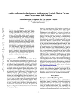 Apollo: An Interactive Environment for Generating Symbolic Musical Phrases using Corpus-based Style Imitation