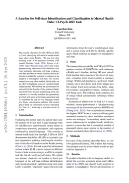 A Baseline for Self-state Identification and Classification in Mental Health Data: CLPsych 2025 Task